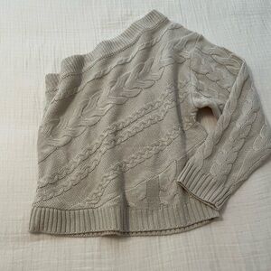 Women's Cable Knit cold shoulder Sweater - Cream size small